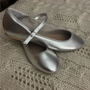 Silver Ballet Flats